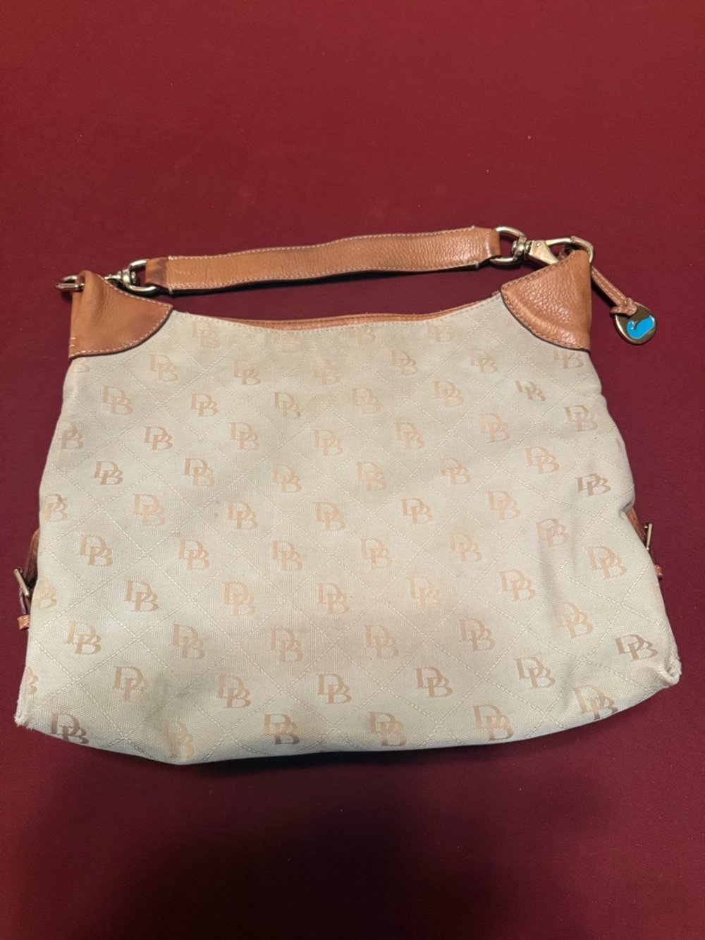 Dooney & Bourke Light Green and Tan Logo Hobo Shoulder Bag